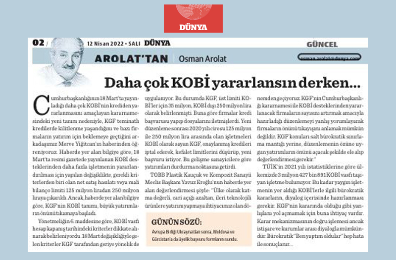 Daha çok KOBİ yararlansın derken…