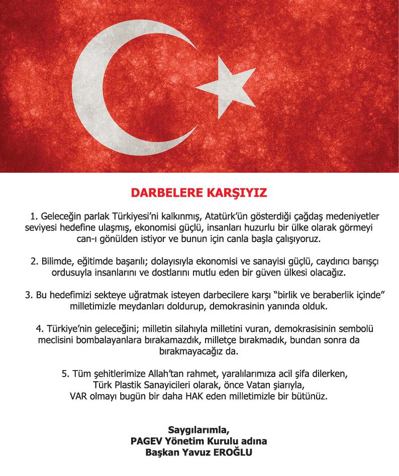 DARBELERE KARŞIYIZ