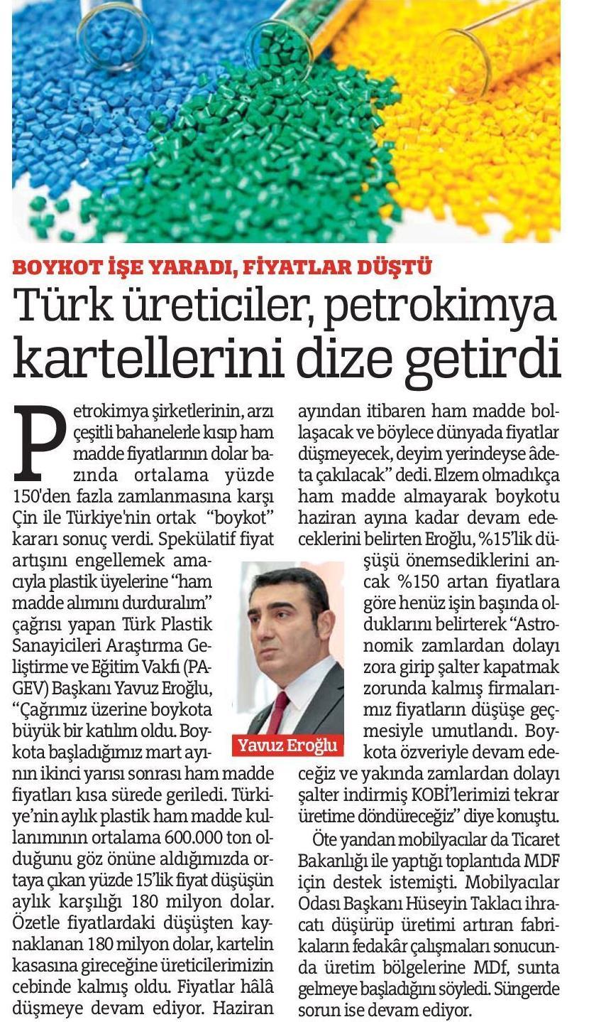 Türk üreticiler, petrokimya kartellerini dize getirdi
