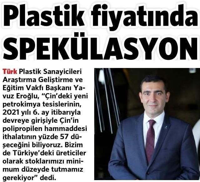 Plastik sanayicilerinden ham madde fiyatları ile ilgili spekülasyon uyarısı