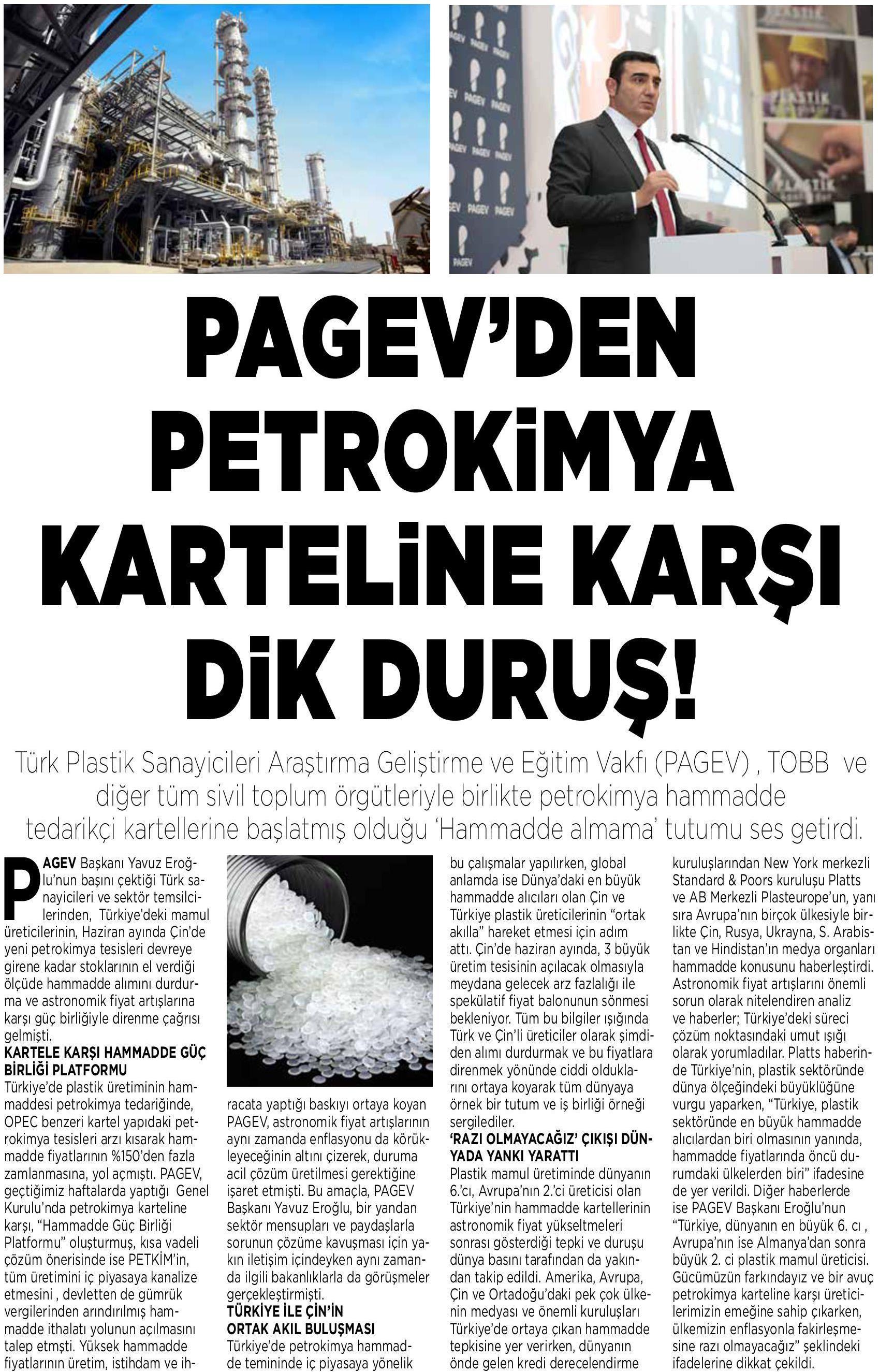 PAGEV’den Petrokimya Karteline Karşı Dik Duruş!