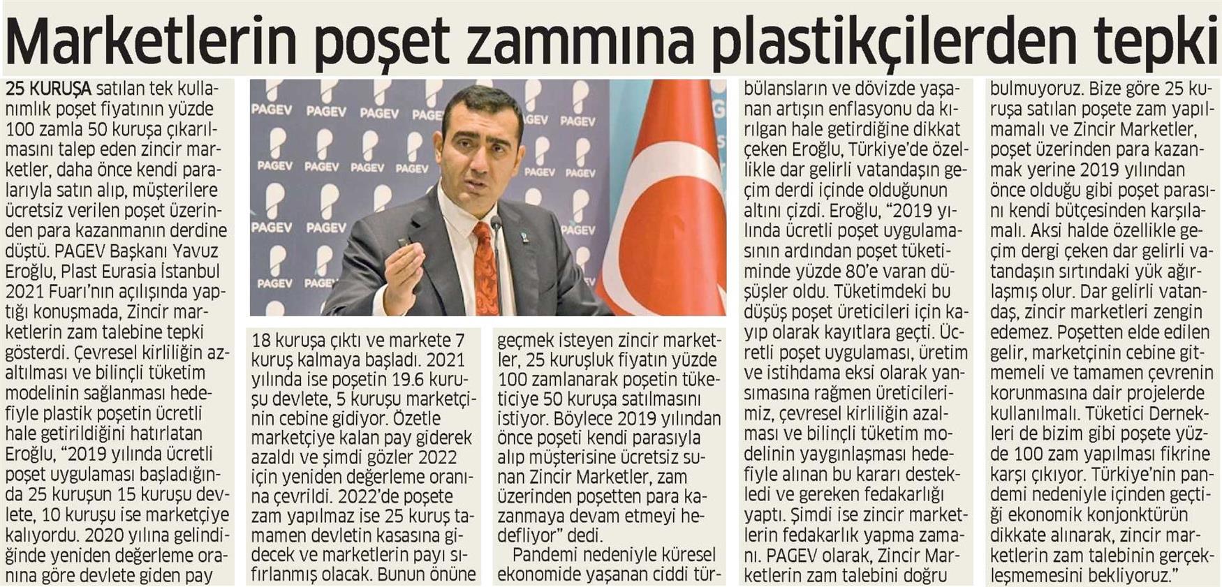 PAGEV Başkanı Yavuz EROĞLU’nun 